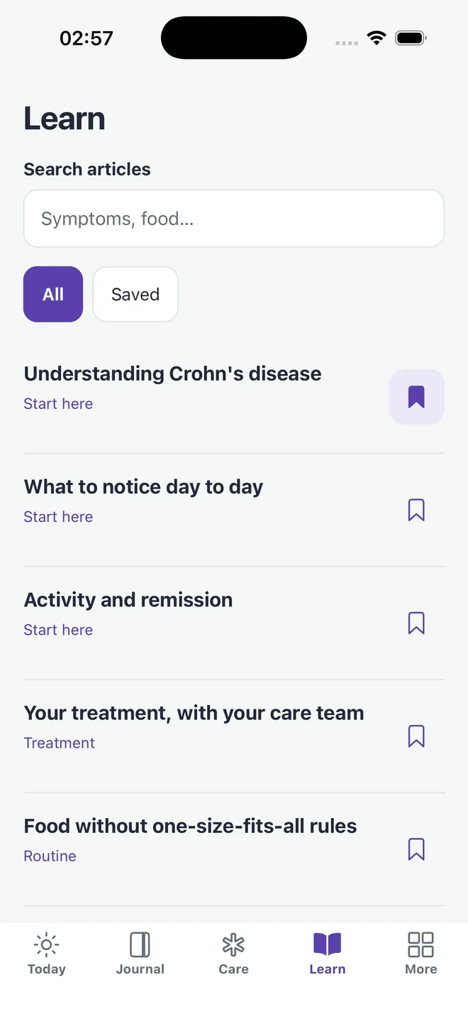 Learn library in the app in English