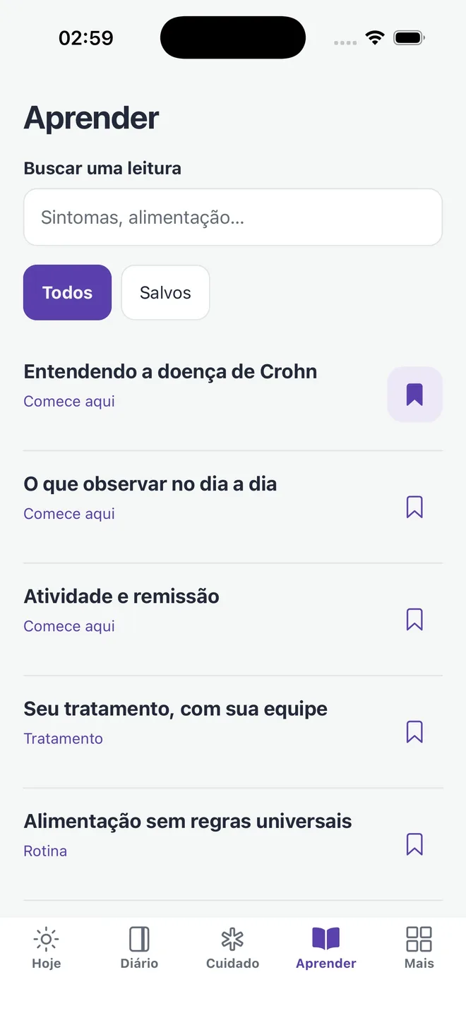 Biblioteca Aprender do aplicativo em português